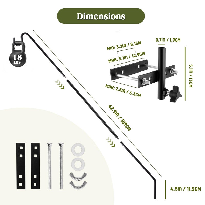 MIXXIDEA 2 Packs Extended Fence Deck Heavy Duty Bird Feeder Hook, 360 Degree Rotary and Length Adjustable Plant Bracket for Bird Feeders Planters Suet Baskets Lanterns Wind Chimes and More - Image 3