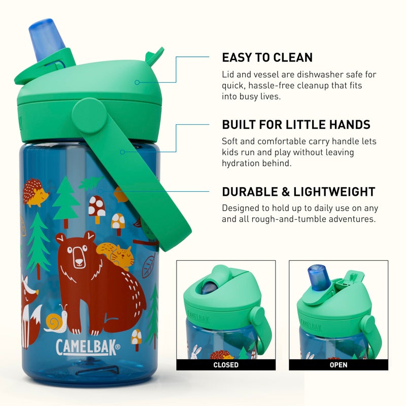 CamelBak Thrive Flip Straw Kids Bite Valve Tritan Renew Water Bottle Friendly Forest  14oz - Image 2
