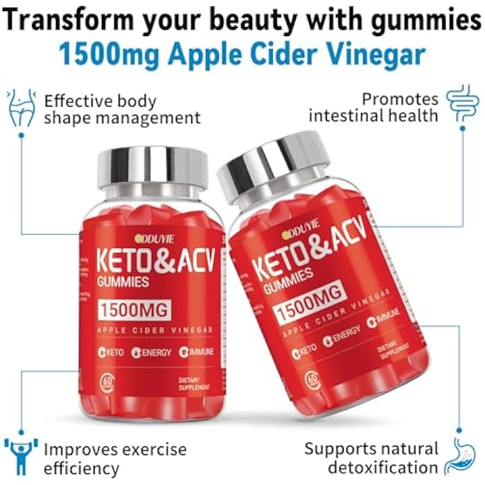 DDUYIE Brilhante Keto ACV Gummies - 1500mg Apple Cider Vinegar Gummies with Pomegranate Beetroot & Vitamin B12 B6 - for Men & Woman - GMO Free & Vegan - 60 Count - Image 3