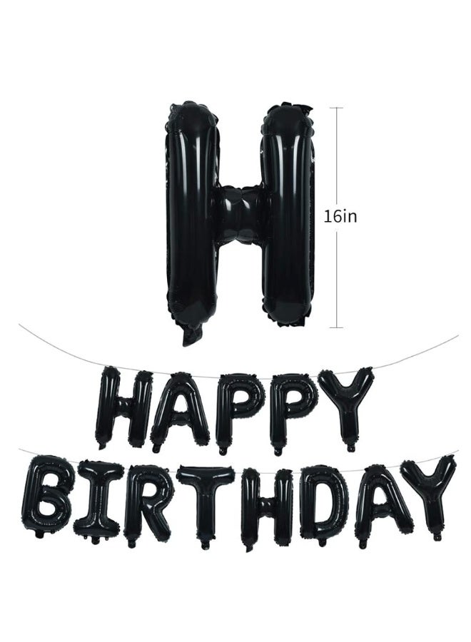 TONIFUL بانر بالونات عيد ميلاد سعيد باللون الأسود من TONIFUL 16 بوصة حروف ميار فويل لافتة عيد الميلاد بانر زينة قابلة لإعادة الاستخدام للفتيات والأولاد والأطفال والبالغين وزينة عيد الميلاد ولوازم حفلات الهالوين - Image 1