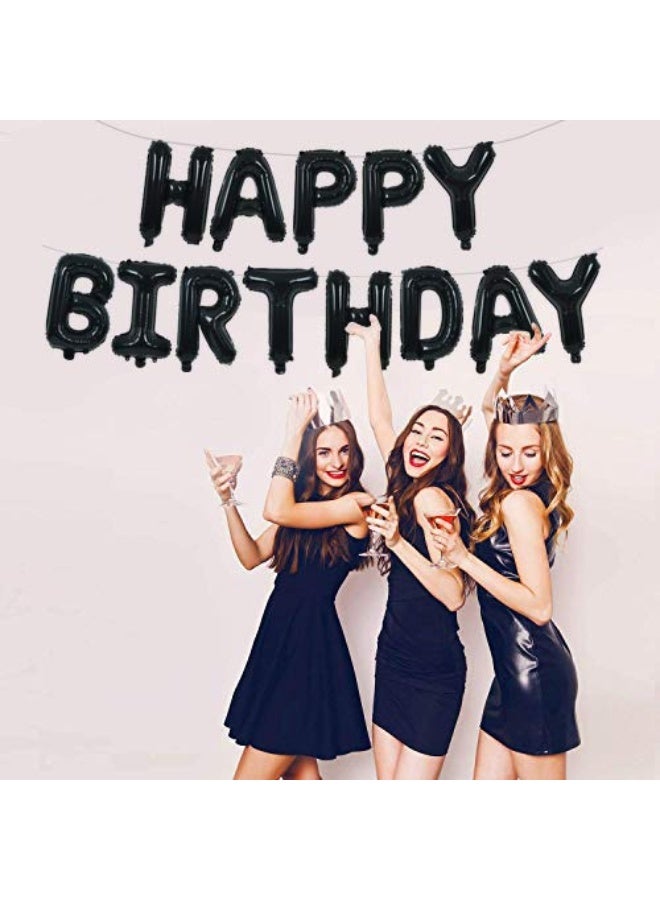 TONIFUL بانر بالونات عيد ميلاد سعيد باللون الأسود من TONIFUL 16 بوصة حروف ميار فويل لافتة عيد الميلاد بانر زينة قابلة لإعادة الاستخدام للفتيات والأولاد والأطفال والبالغين وزينة عيد الميلاد ولوازم حفلات الهالوين - Image 2
