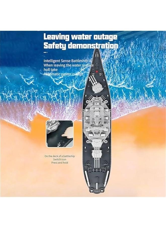 Generic - Remote Control Warship RC Military Battleship, 1:390 Scale Remote Control Boat for Lakes and Rivers, 2.4GHz RC Armed Cruiser Boat Model with Low Battery Alarm and 3 Batteries for Adults - Image 1