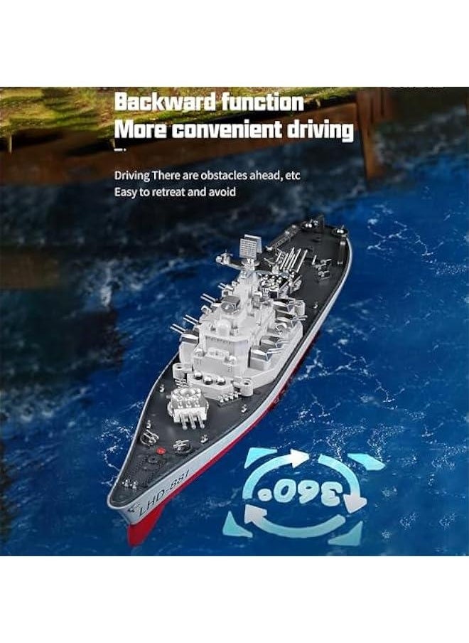 Generic - Remote Control Warship RC Military Battleship, 1:390 Scale Remote Control Boat for Lakes and Rivers, 2.4GHz RC Armed Cruiser Boat Model with Low Battery Alarm and 3 Batteries for Adults - Image 1