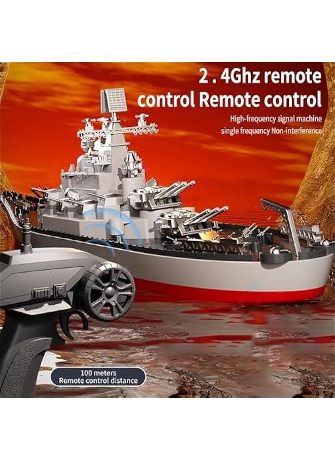 Generic - Remote Control Warship RC Military Battleship, 1:390 Scale Remote Control Boat for Lakes and Rivers, 2.4GHz RC Armed Cruiser Boat Model with Low Battery Alarm and 3 Batteries for Adults - Image 1