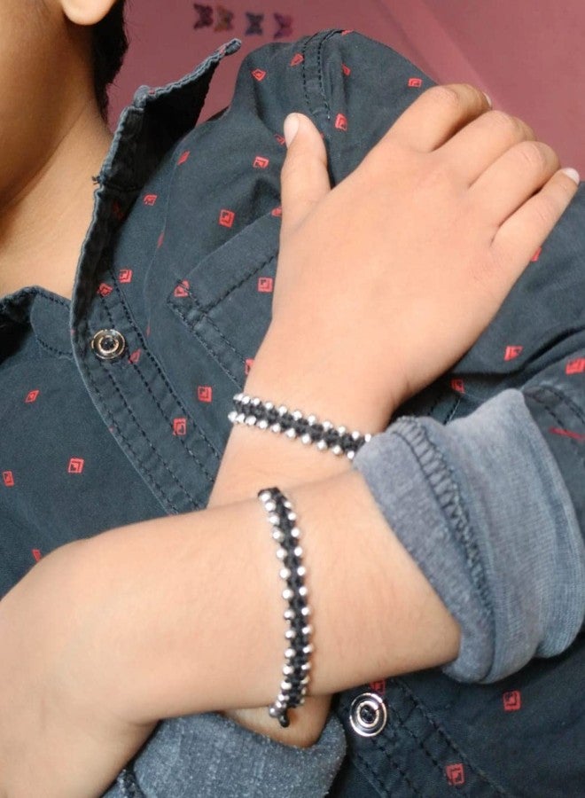 Jyokrish Handmade Adjustable Nazariya Black Thread Bracelet For Kids for Baby Girl & Boys | Free Size |Pack of 2| Nazariya |Beads work| 6 month To 8 Year Kids - Image 3