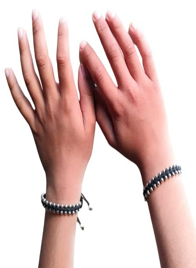 Jyokrish Handmade Adjustable Nazariya Black Thread Bracelet For Kids for Baby Girl & Boys | Free Size |Pack of 2| Nazariya |Beads work| 6 month To 8 Year Kids - Image 2