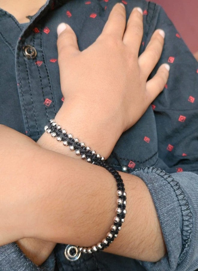 Jyokrish Handmade Adjustable Nazariya Black Thread Bracelet For Kids for Baby Girl & Boys | Free Size |Pack of 2| Nazariya |Beads work| 6 month To 8 Year Kids - Image 5