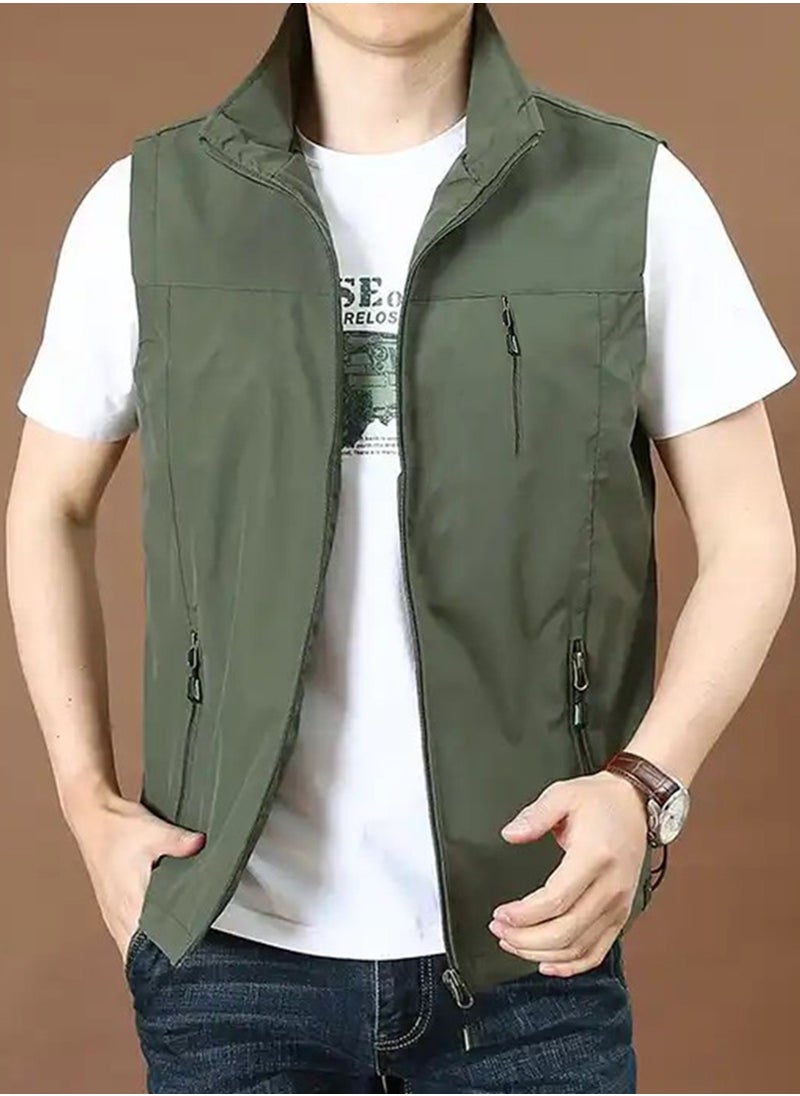 Generic - Men’s vest made of gabardine Green olive - Image 1