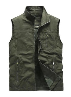 Men’s vest made of gabardine Green olive