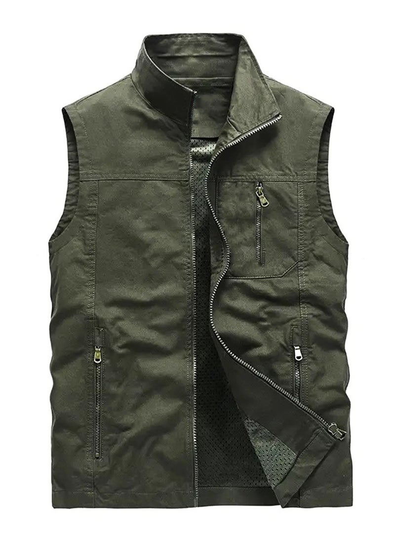 Generic - Men’s vest made of gabardine Green olive - Image 1