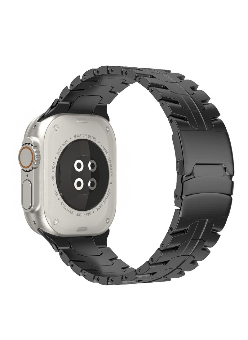yalilai Titanium Band for Apple Watch 49mm 46mm 45mm 44mm 42mm, Men and Women Luxury Titanium Metal Replacement Watch Strap for Apple iWatch Ultra 2 Series 10 9 8 7 SE 6 5 4 3 2 1, Black  - Image 1