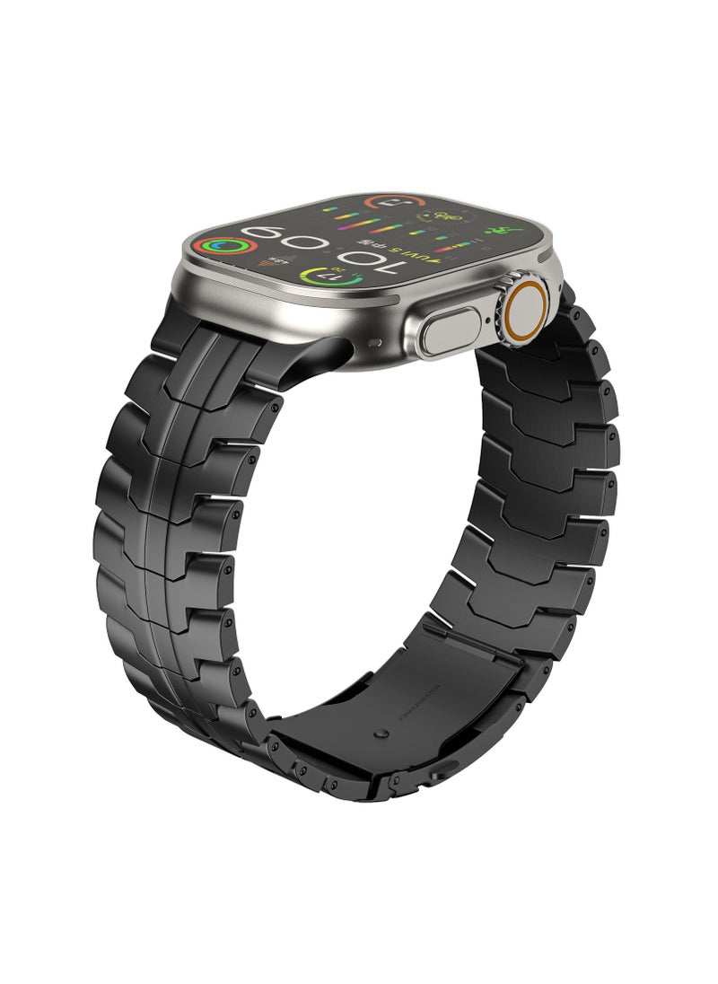 yalilai Titanium Band for Apple Watch 49mm 46mm 45mm 44mm 42mm, Men and Women Luxury Titanium Metal Replacement Watch Strap for Apple iWatch Ultra 2 Series 10 9 8 7 SE 6 5 4 3 2 1, Black  - Image 2