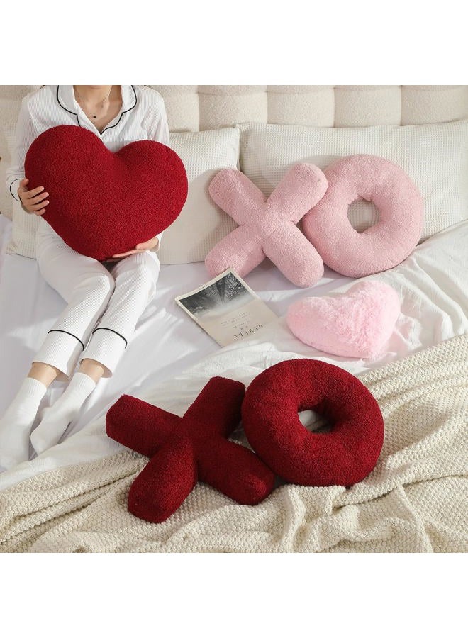 EastTree XO Pillows, Valentines Love XO Shaped Pillow, Red Throw Pillows, Love Pillow Gifts, Ultra Soft Teddy Fleece Wedding Pillows, Women Girls Kid Room Decor, Valentine's Day Decor 14x14 Inch - Image 5