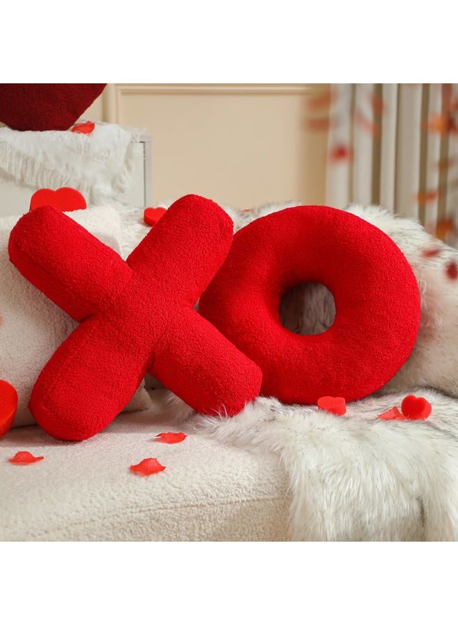 EastTree XO Pillows, Valentines Love XO Shaped Pillow, Red Throw Pillows, Love Pillow Gifts, Ultra Soft Teddy Fleece Wedding Pillows, Women Girls Kid Room Decor, Valentine's Day Decor 14x14 Inch - Image 1