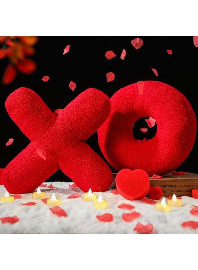 EastTree XO Pillows, Valentines Love XO Shaped Pillow, Red Throw Pillows, Love Pillow Gifts, Ultra Soft Teddy Fleece Wedding Pillows, Women Girls Kid Room Decor, Valentine's Day Decor 14x14 Inch - Image 2