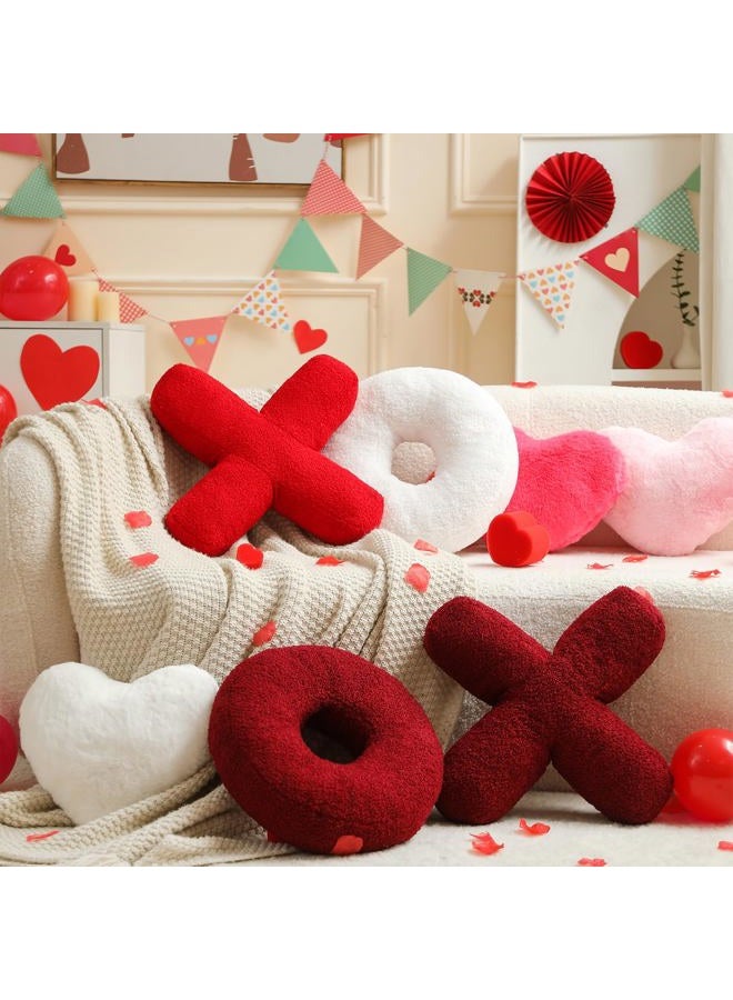 EastTree XO Pillows, Valentines Love XO Shaped Pillow, Red Throw Pillows, Love Pillow Gifts, Ultra Soft Teddy Fleece Wedding Pillows, Women Girls Kid Room Decor, Valentine's Day Decor 14x14 Inch - Image 4