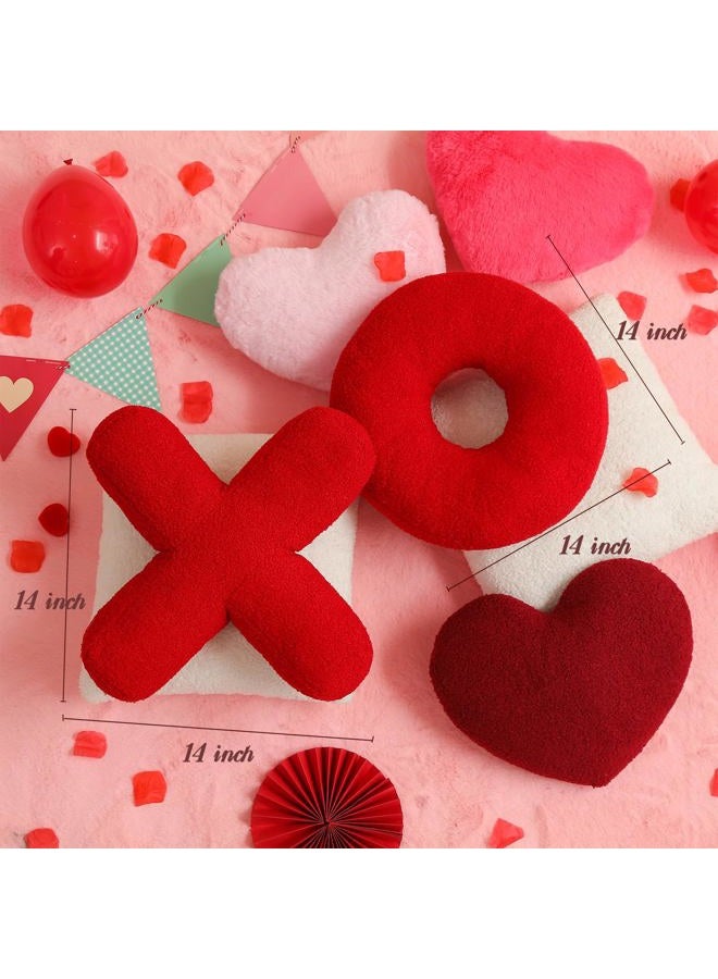 EastTree XO Pillows, Valentines Love XO Shaped Pillow, Red Throw Pillows, Love Pillow Gifts, Ultra Soft Teddy Fleece Wedding Pillows, Women Girls Kid Room Decor, Valentine's Day Decor 14x14 Inch - Image 3
