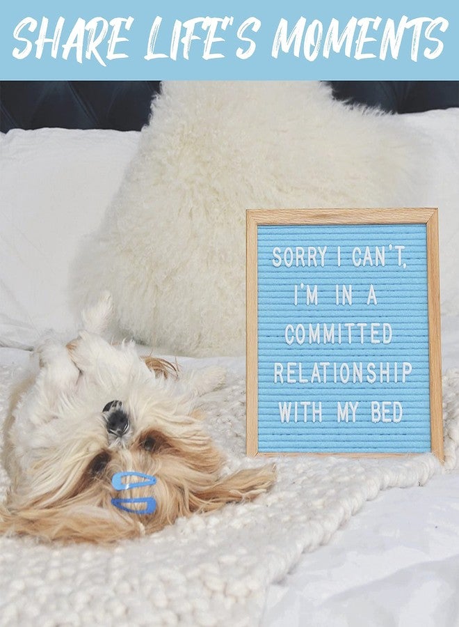 Felt Like Sharing Felt Letter Board, 10x10in Changeable Letter Board with Letters White 300 Piece - Felt Message Board, Oak Frame Wooden Letter Board for Baby Announcements, Milestones, Office Decor & More (Light Blue) - Image 3