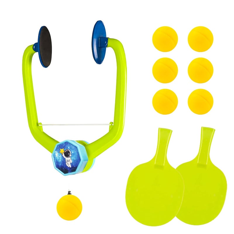 vGRASSP Door Frame Clamping Hanging Table Tennis Trainer Set Toy for Kids with 2 Rackets and 6 Ping Pong Balls - Self Training, Indoor Gaming Toy with Height Adjustable String - Color As Per Stock - Image 1