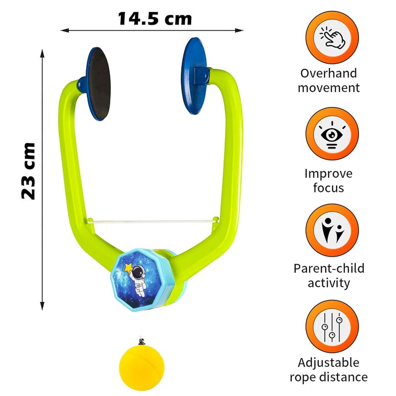 vGRASSP Door Frame Clamping Hanging Table Tennis Trainer Set Toy for Kids with 2 Rackets and 6 Ping Pong Balls - Self Training, Indoor Gaming Toy with Height Adjustable String - Color As Per Stock - Image 3