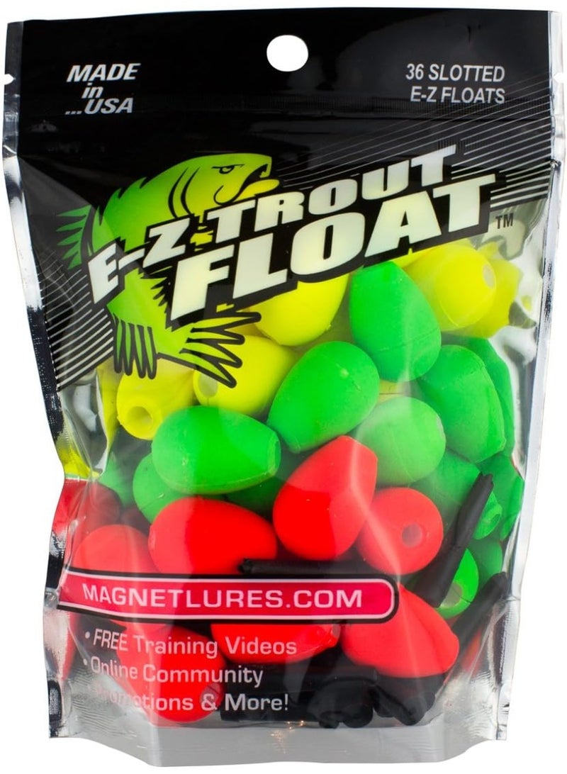Trout Magnet E-Z Trout Float Fishing Bobbers, Easy Depth Adjustment, Ideal To Drift Small Lures Or Bait 36-Pack - Image 1