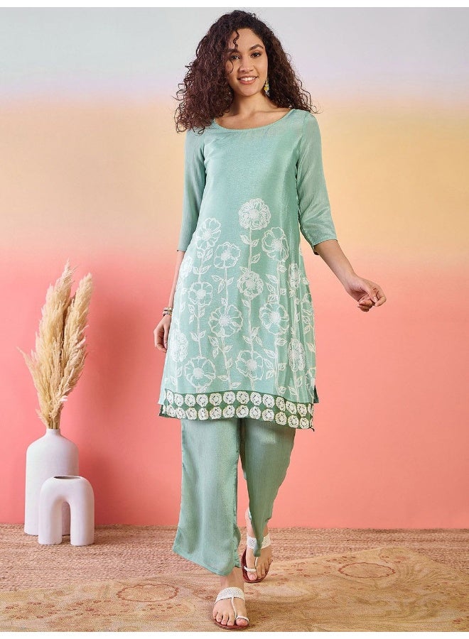 AKS Digital Printed Chinnon Kurta Set - Image 1