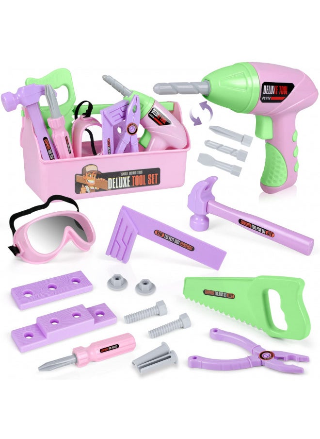 EP EXERCISE N PLAY Kids Tool Set with Toy Drill and Tool Box, Pretend Play Construction Tools Toy Gifts for Toddlers Girls Kids Aged 3 4 5 6 7  - Image 1