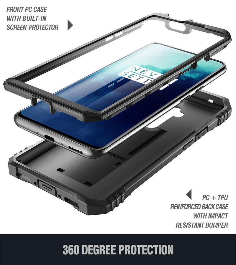 Poetic Revolution Case for OnePlus 7, [20FT Mil-Grade Drop Tested], Full-Body Rugged Dual-Layer Shockproof Protective Cover with Kickstand and Built-in-Screen Protector, Black - Image 3