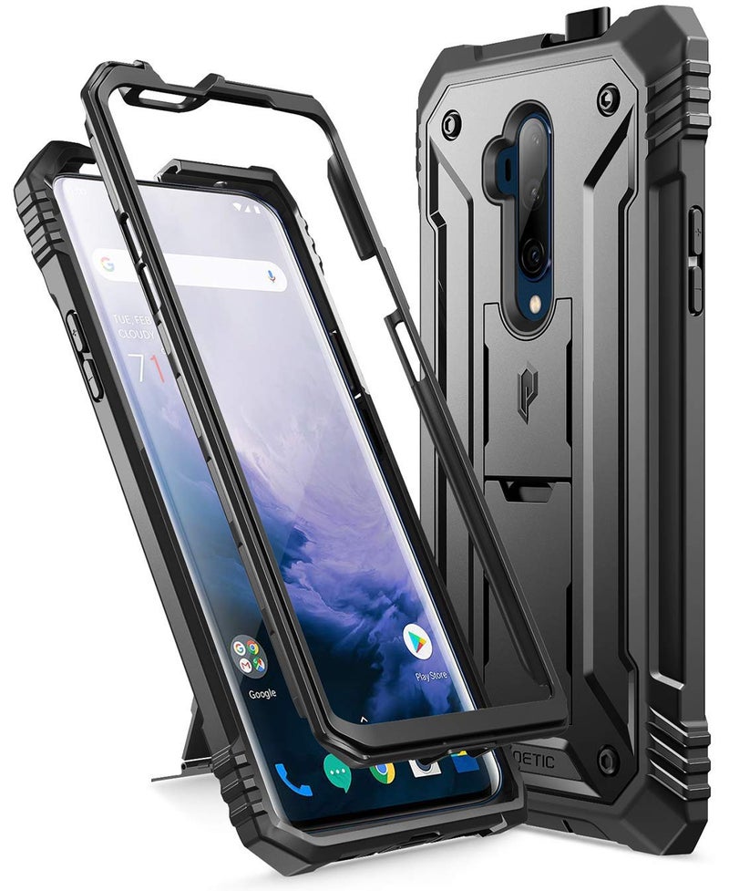 Poetic Revolution Case for OnePlus 7, [20FT Mil-Grade Drop Tested], Full-Body Rugged Dual-Layer Shockproof Protective Cover with Kickstand and Built-in-Screen Protector, Black - Image 1