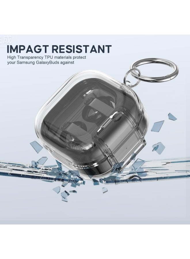 HaDoii Clip Lock Case for Samsung Galaxy Buds 4 Pro / Buds4 2026 with Cleaner Kit, Transparent TPU Protective Cover, Includes Carabiner & Clear Design for Men Women - Image 3