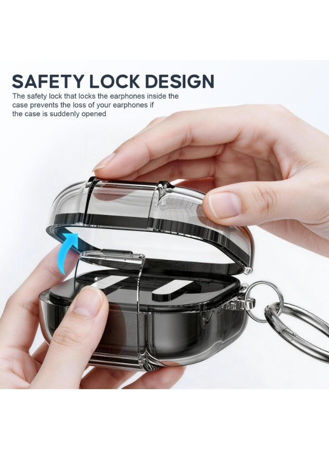 HaDoii Clip Lock Case for Samsung Galaxy Buds 4 Pro / Buds4 2026 with Cleaner Kit, Transparent TPU Protective Cover, Includes Carabiner & Clear Design for Men Women - Image 2