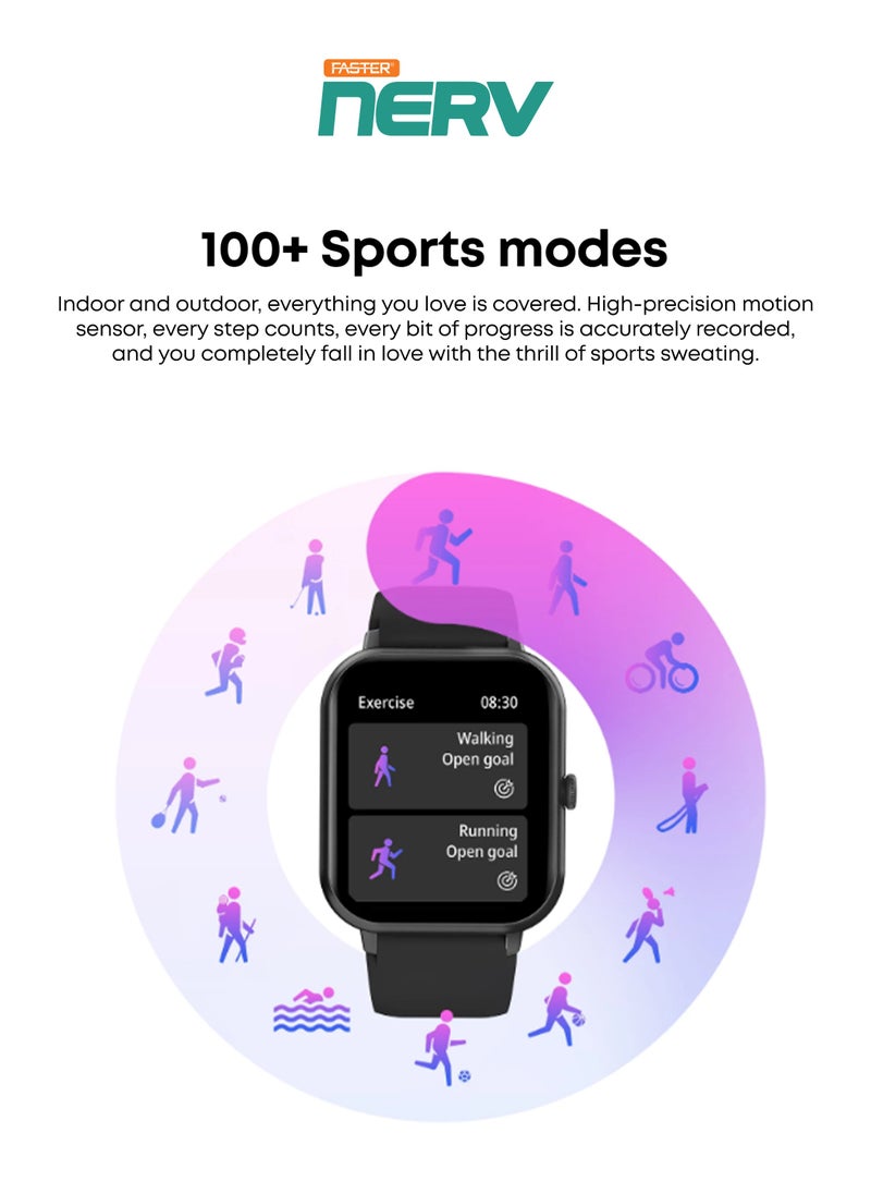 Faster - Smart Watch 1 - 1.83" HD Display, Bluetooth Calling, Fitness Tracker, Sports Modes, Heart Rate & Sleep Monitoring, IP67 Waterproof, 230mAh Battery, Compatible with Android & iOS - Image 1