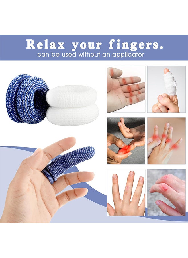 Depend - 10 Pack First Aid Tubular Care Bandage, Sports Protective Gear, Soft Cotton Blue White Bandages For Finger Sprains And Swelling Blue And White - Image 1