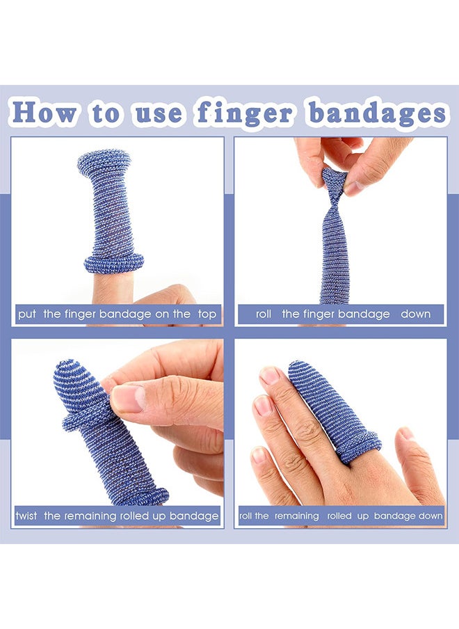 Depend - 10 Pack First Aid Tubular Care Bandage, Sports Protective Gear, Soft Cotton Blue White Bandages For Finger Sprains And Swelling Blue And White - Image 1