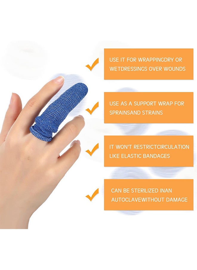 Depend - 10 Pack First Aid Tubular Care Bandage, Sports Protective Gear, Soft Cotton Blue White Bandages For Finger Sprains And Swelling Blue And White - Image 1