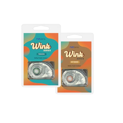 Ivalens Daily Fresh Color Contact Lens | Wink Series | Soft Brown & Turquoise Combo Pack | 0 Power Dailies | 2 Lens per Box | Comfortable & Natural Eye Color Change - Image 1