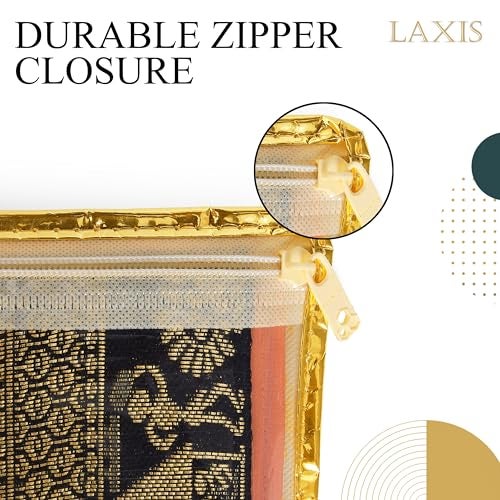 LAXIS® Non-Woven Single Saree Cover, Saree Bags, Transparent Saree Covers with Zip for Storage, Dust & Waterproof, Wardrobe Saree Packing Covers,Size-36x42x2 CM (Pack of 20, Orange) - Image 5