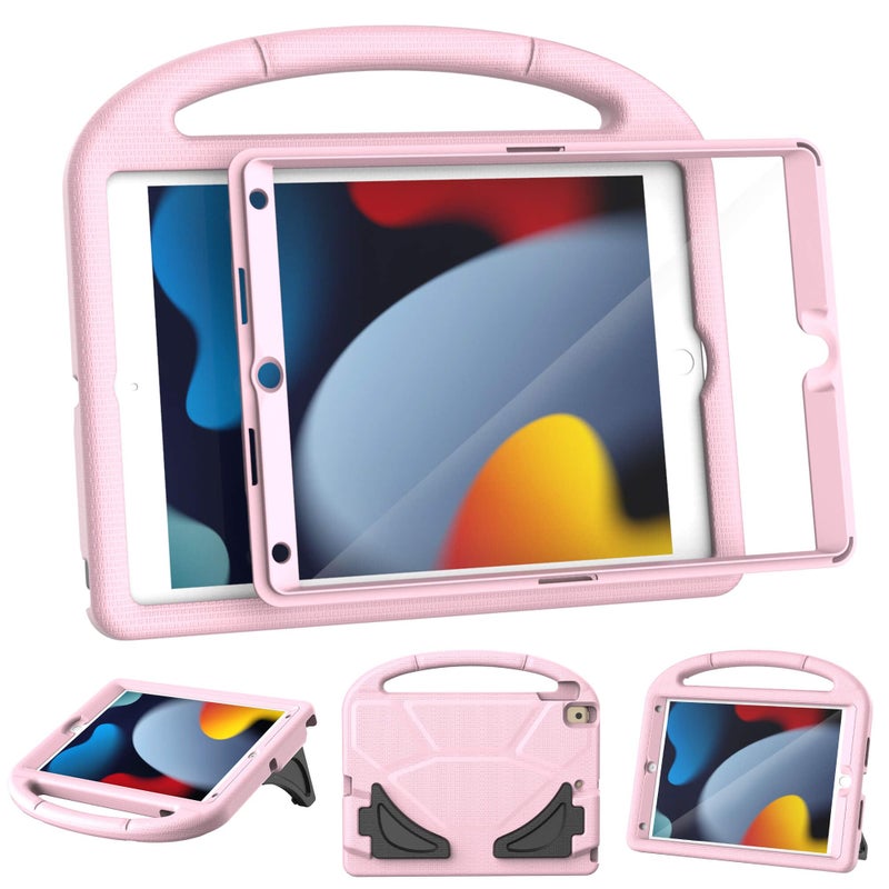 TOEVEK Kids Case for iPad 9th/8th/7th Generation, iPad 10.2 Kids Case with Built-in Screen Protector, Durable Shockproof Handle Stand Protective Cover for iPad 10.2 Inch 2021/2020/2019, Light Pink - Image 1