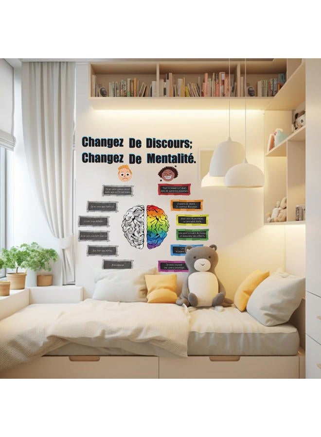 1step2dream ديكور لوحة الإعلانات الفرنسية | 22 قطعة من ملصقات عقلية النمو | مجموعة عرض عبارات إيجابية لتزيين المدارس أو الفصول الدراسية للمعلمين والطلاب - Image 5
