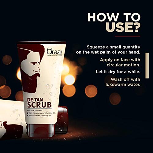 Qraa Men De-Tan Scrub للرجال | تفتيح البشرة وتبييضها | إزالة الرؤوس السوداء والأوساخ | مقشر الوجه لإزالة السُمرة (100 جم) عبوة واحدة - Image 4