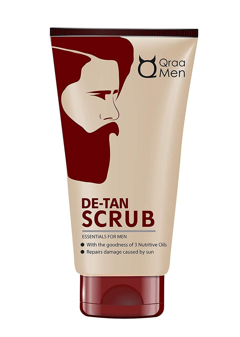 Qraa Men De-Tan Scrub للرجال | تفتيح البشرة وتبييضها | إزالة الرؤوس السوداء والأوساخ | مقشر الوجه لإزالة السُمرة (100 جم) عبوة واحدة - Image 1