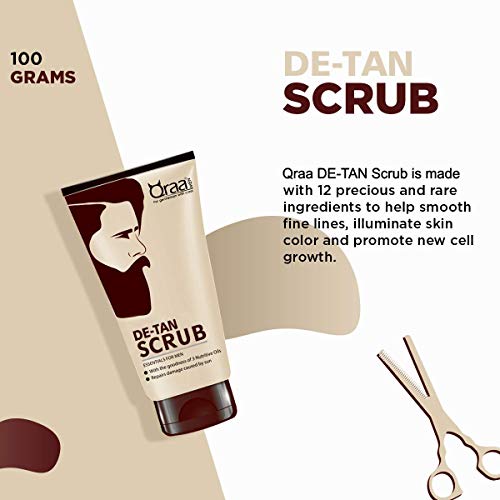Qraa Men De-Tan Scrub للرجال | تفتيح البشرة وتبييضها | إزالة الرؤوس السوداء والأوساخ | مقشر الوجه لإزالة السُمرة (100 جم) عبوة واحدة - Image 2