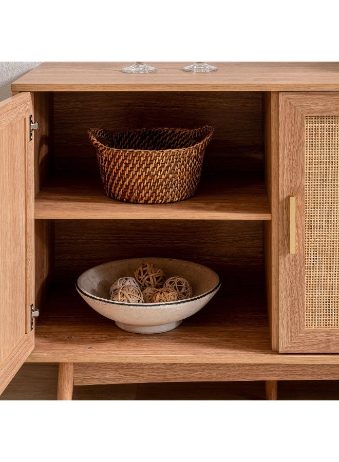 Pan Home Oaktree Sideboard With 3 Door Rattan - Natural  - Image 1