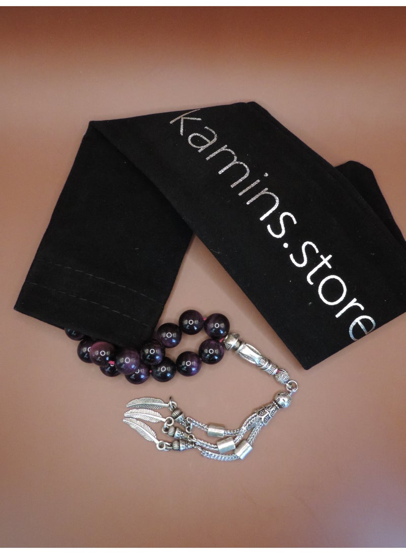 Kamins Collection Natural Purple Tiger’s Eye Tasbih 33-Bead - Image 1