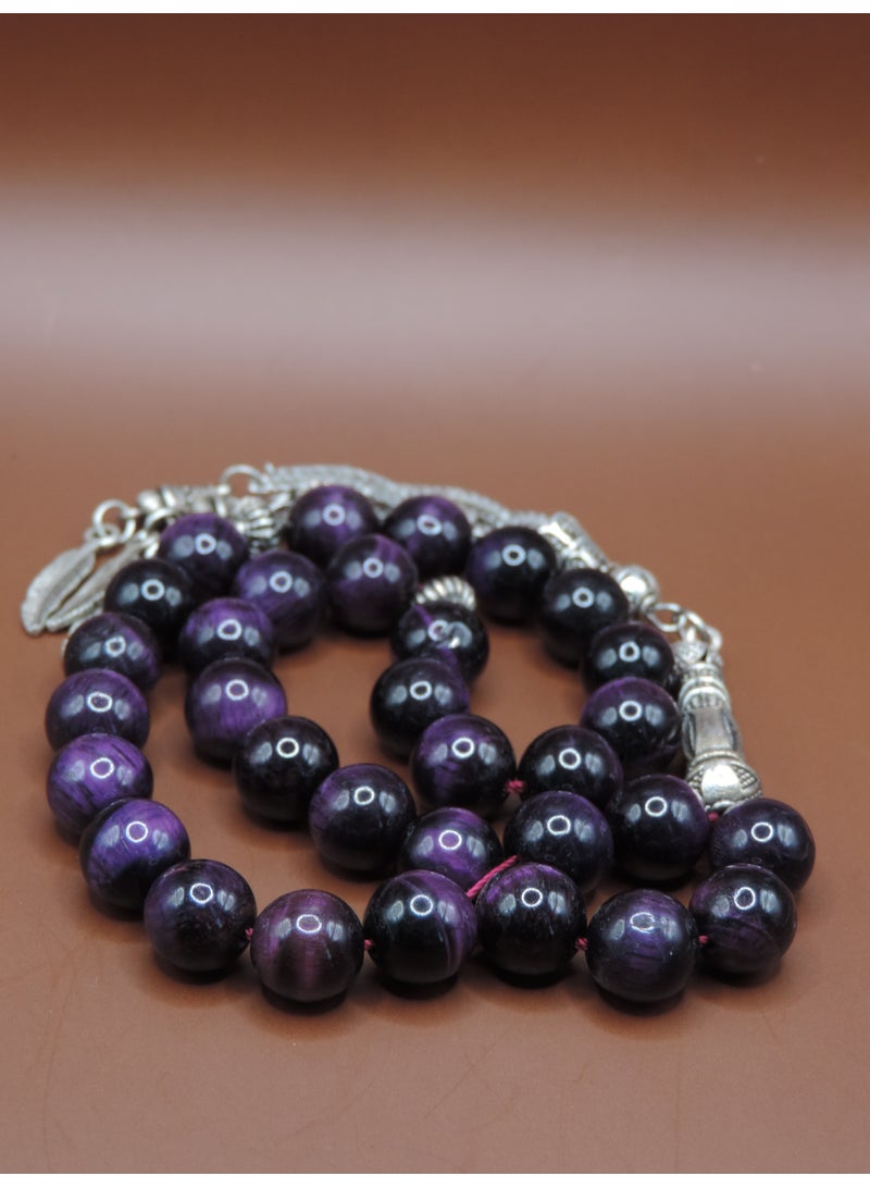 Kamins Collection Natural Purple Tiger’s Eye Tasbih 33-Bead - Image 3