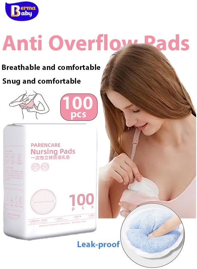 Berma Baby 100 ضمادة صدر للاستخدام مرة واحدة، ضمادات قابلة للتنفس للاستخدام مرة واحدة، تحافظ على الملابس جافة ونظيفة، ضمادات صدر لما بعد الولادة، ملصقات الحلمة، ضمادات صدر سميكة - Image 1