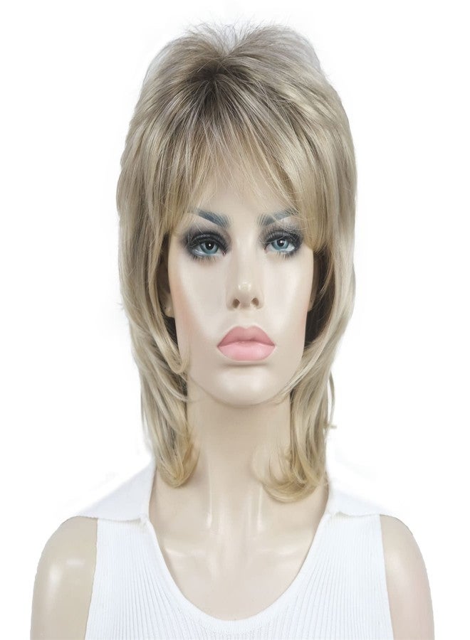 Aimole Soft Shaggy Layered Medium Length Classic Cap Synthetic Women Wigs (R10-26 Bright Golden Blonde with Med. Golden Brown Root) - Image 2