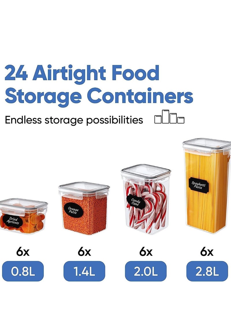 توكو حاويات تخزين طعام محكمة الغلق مع أغطية | 24 قطعة | خالية من مادة BPA | منظم المطبخ | للحبوب والأرز والدقيق والشوفان | تتضمن 24 ملصقًا مجانًا - Image 2