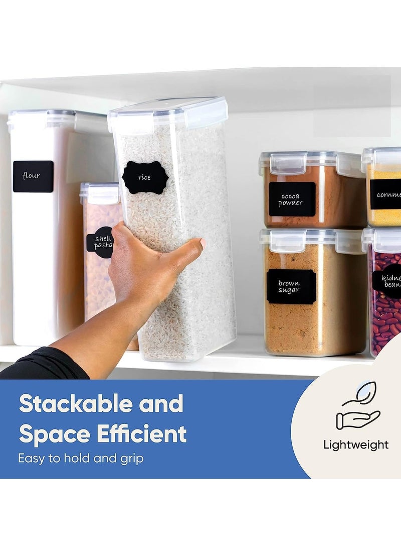 توكو حاويات تخزين طعام محكمة الغلق مع أغطية | 24 قطعة | خالية من مادة BPA | منظم المطبخ | للحبوب والأرز والدقيق والشوفان | تتضمن 24 ملصقًا مجانًا - Image 5