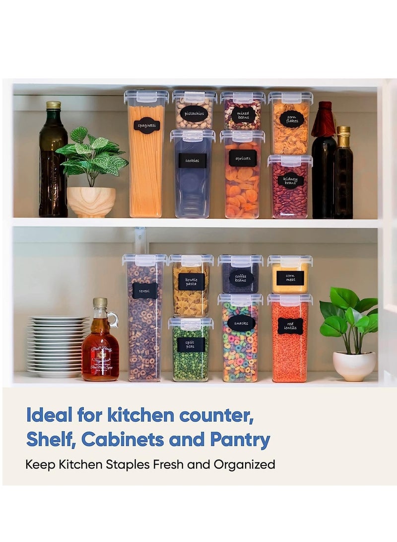 توكو حاويات تخزين طعام محكمة الغلق مع أغطية | 24 قطعة | خالية من مادة BPA | منظم المطبخ | للحبوب والأرز والدقيق والشوفان | تتضمن 24 ملصقًا مجانًا - Image 4